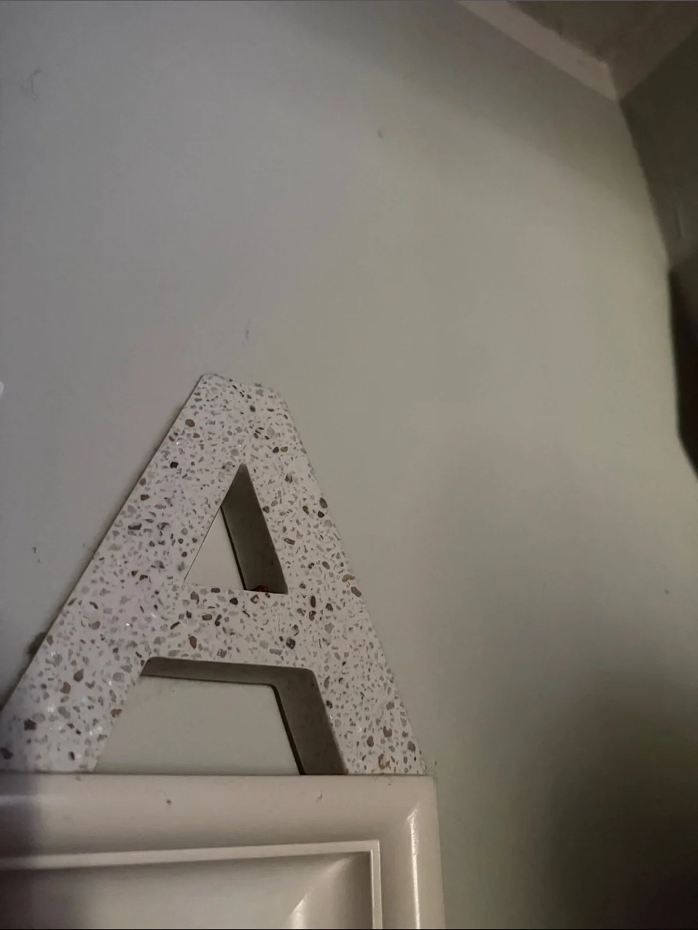 Decorative Speckled Terrazzo Letter A Accent - White